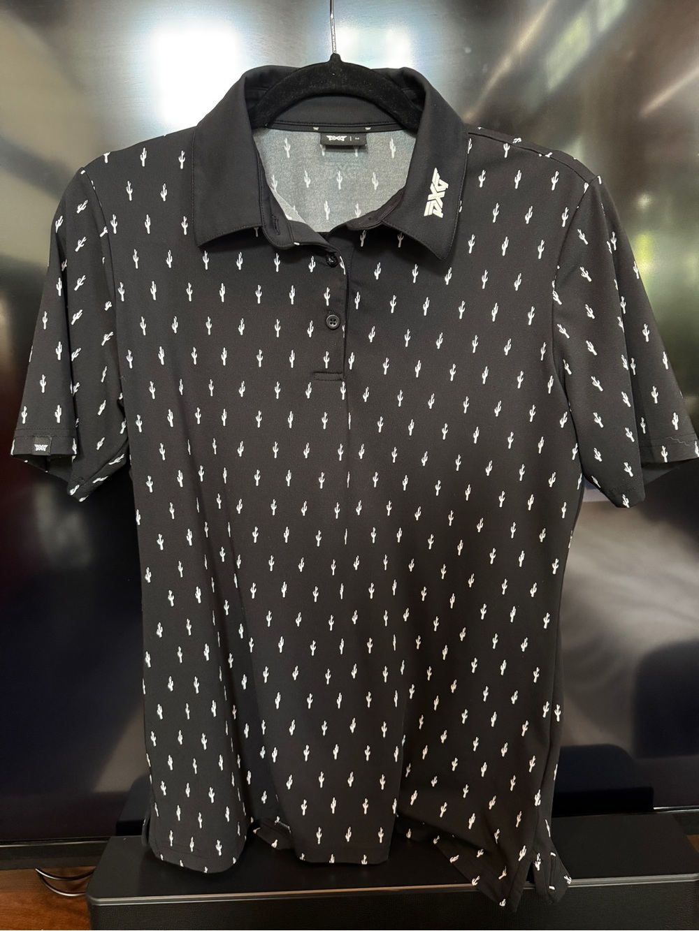 PXG Black Polo with White Micro Motif